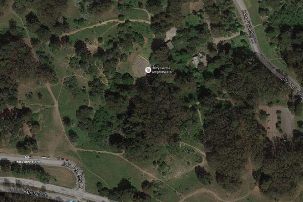 Aerial map of Jerry Garcia Amphitheatre in John McLaren Park