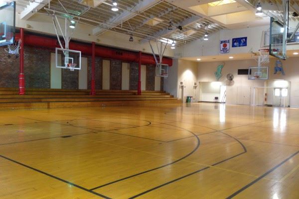 Mission Recreation Center gym view from right corner baseline