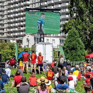 People watching the World Cup on an outdoor screen