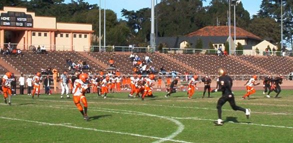 Football game in the stadium