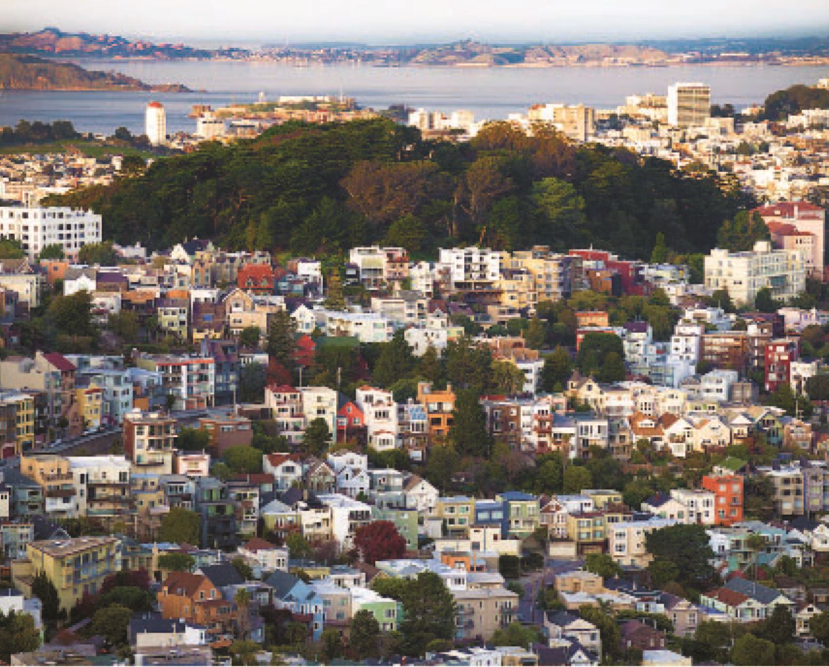 Buena Vista Park surrounded by buildings and view of the city in the background