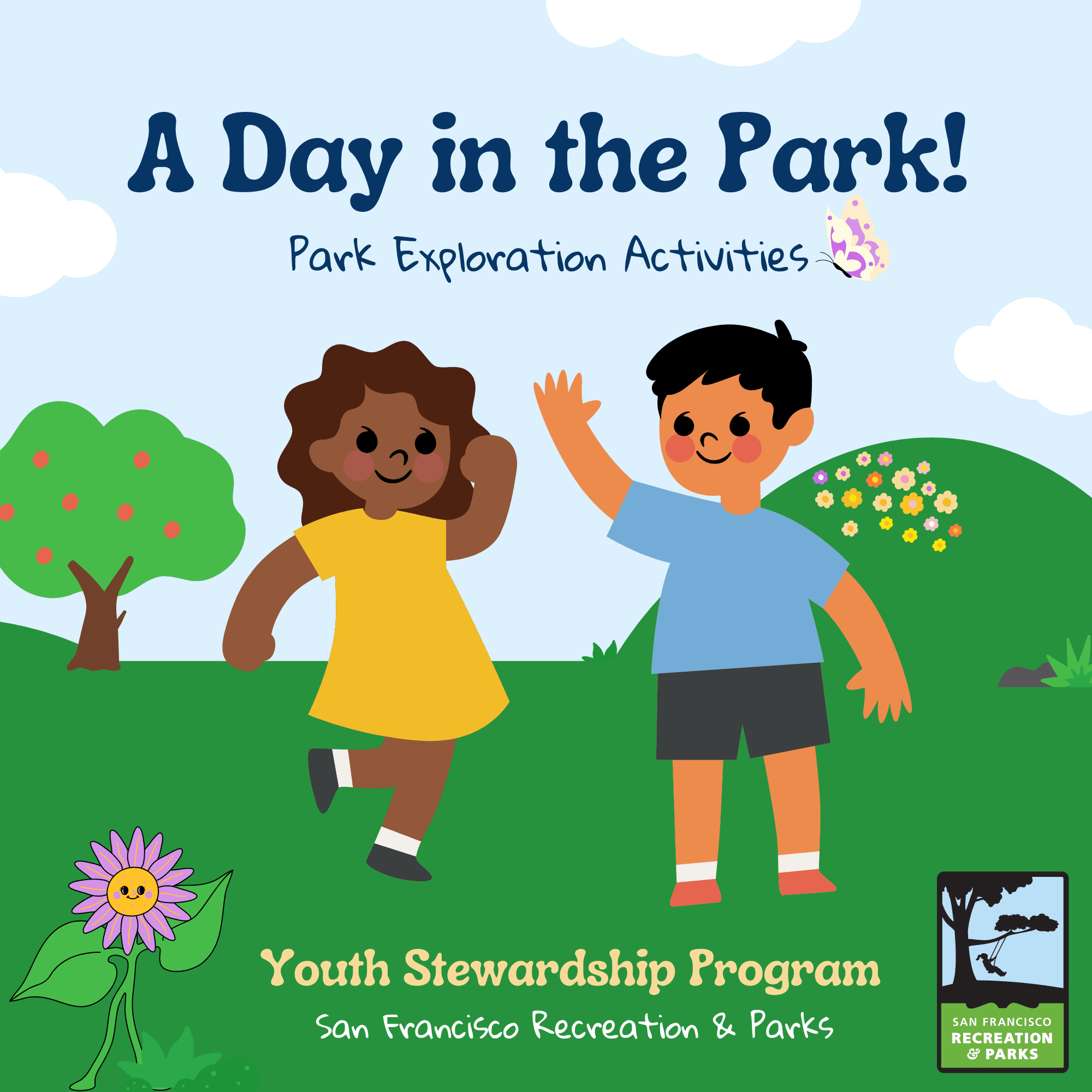 Front page of activity book for "A Day in the Park!" Opens in new window
