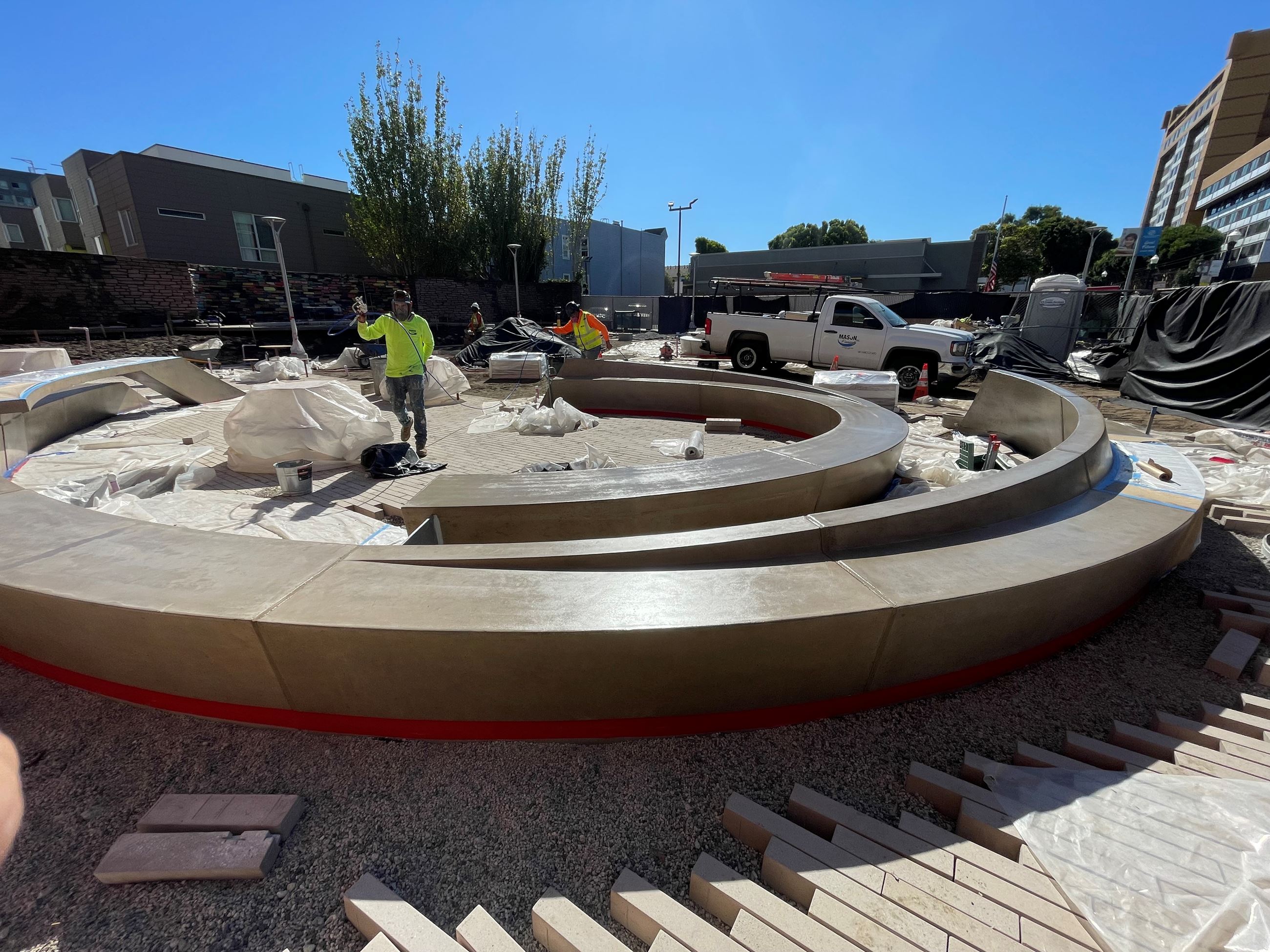 Fillmore Turk construction October 2023 - crews prepare new concrete seating features (1)