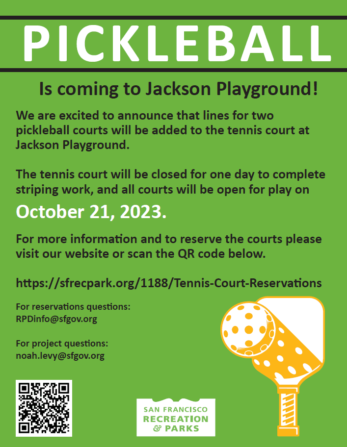 Poster announcing the striping work for JACKSON PICKLEBALL