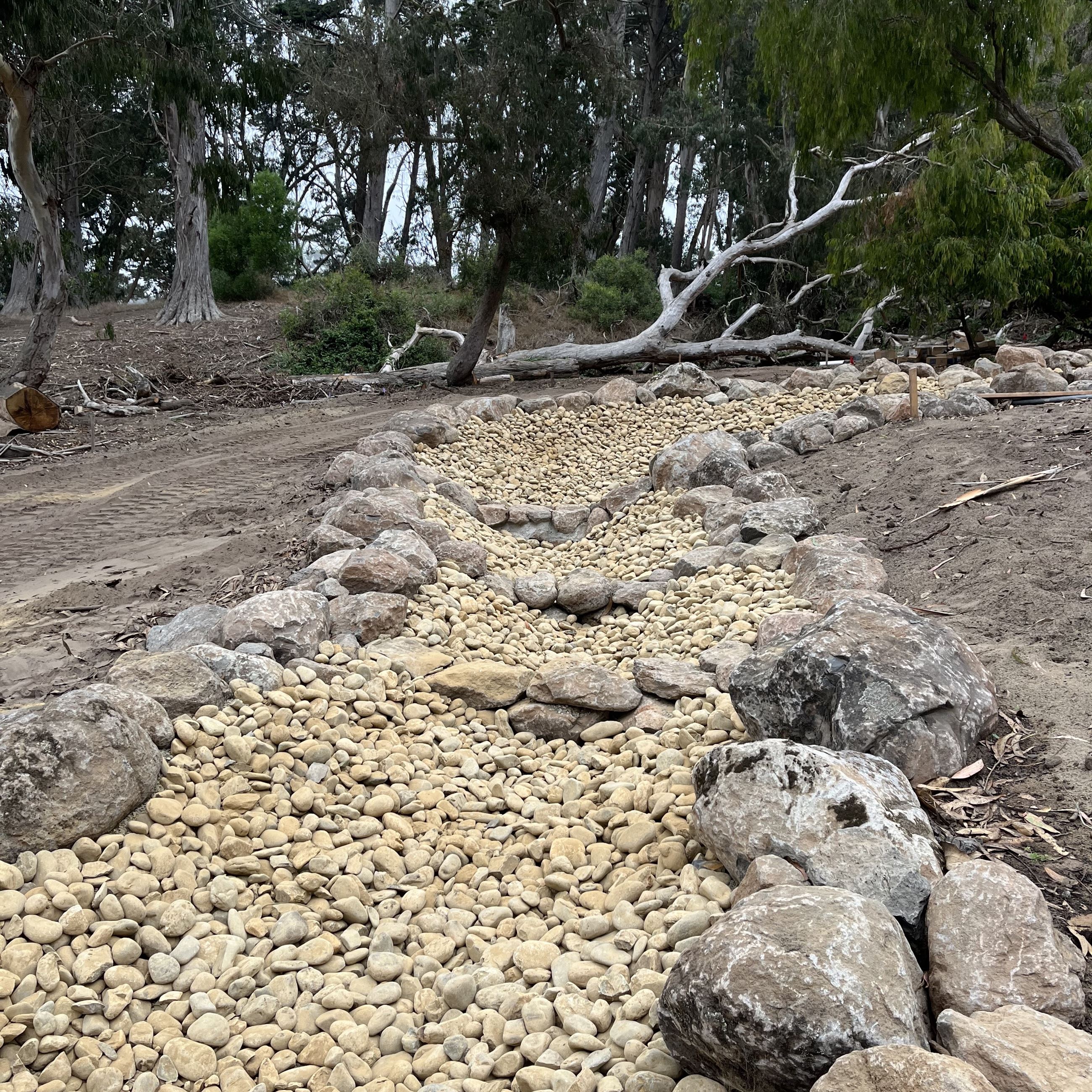 Middle Lake construction October 2023 - cascade