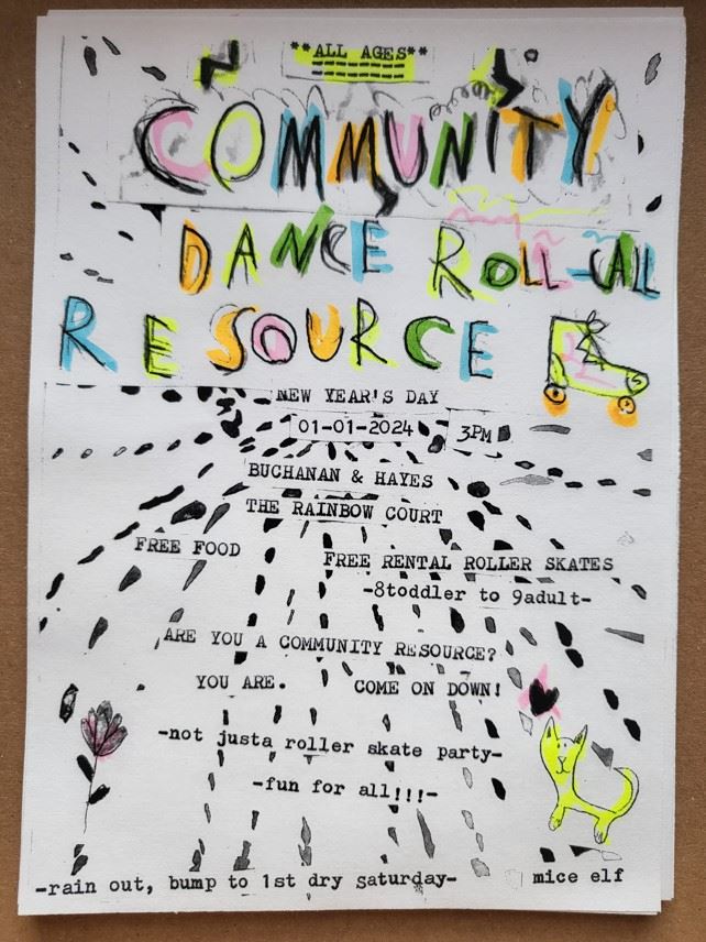 Flyer for New year community skate on January 1