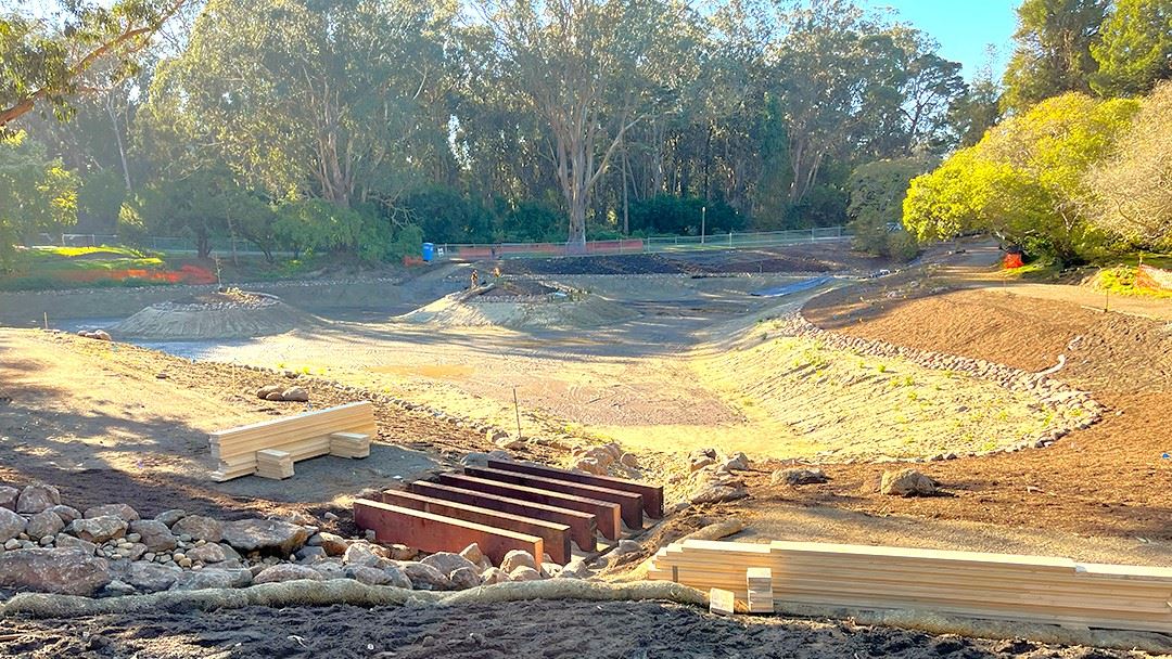 Middle Lake construction December 2023 spillway