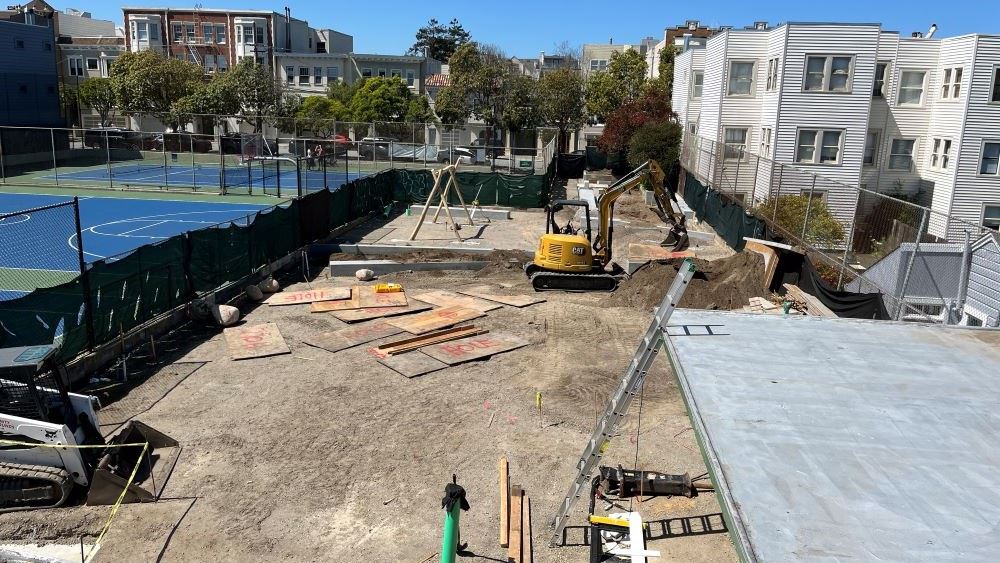 Construction site from overhead with bare ground