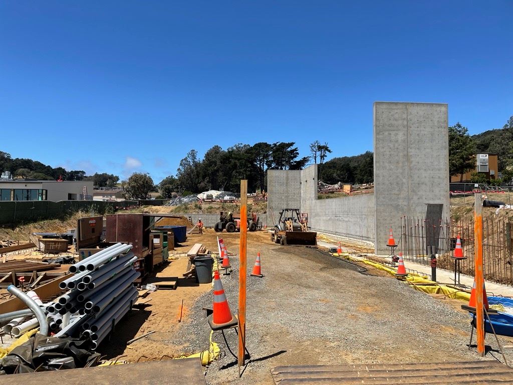 Construction site and new concrete walls