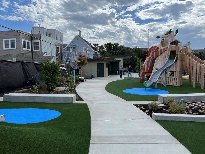 Pathway leading through playground with new surfacing