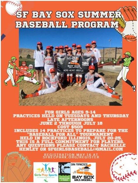 SF Bay Sox Summer Baseball Program 2026 Flyer